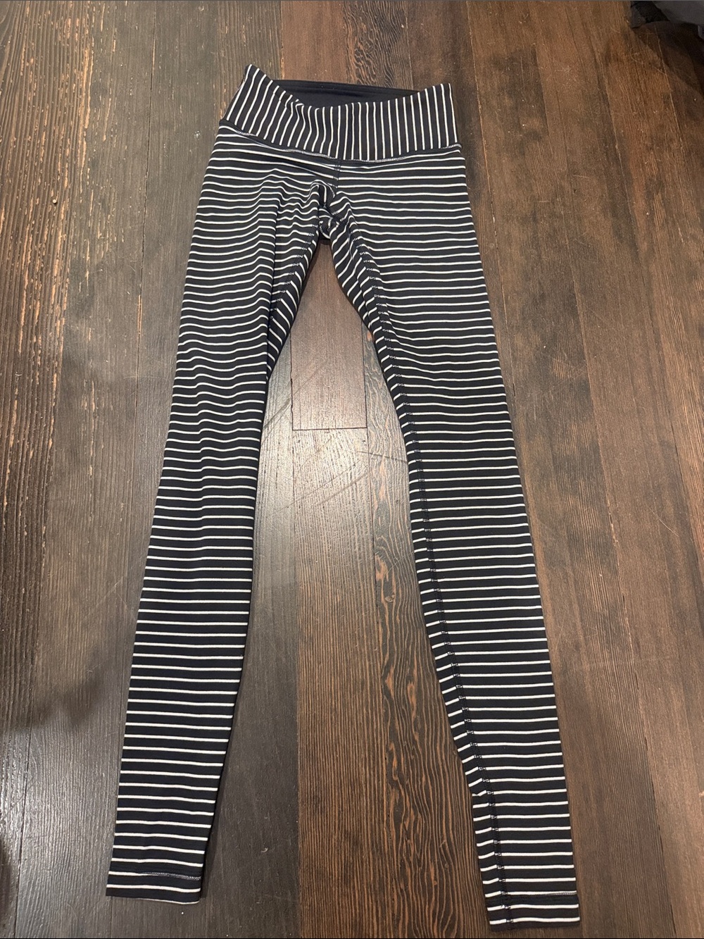 Lululemon Black and White Striped Leggings size 2